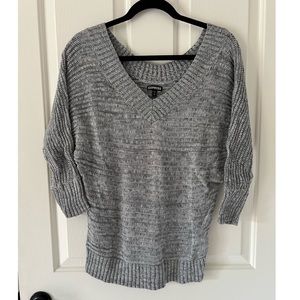 Express 3/4 sleeve grey v-neck sweater size M